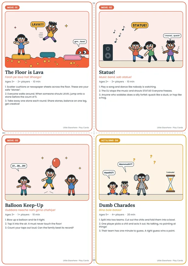 Play Cards Print Pack: Mini travel deck: four cards a page