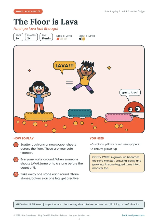 Play Cards Print Pack: Play card: The Floor is Lava