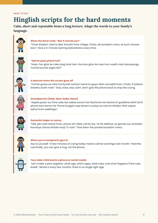 The 14-Day Family Screen Reset: Hinglish scripts for the hard moments