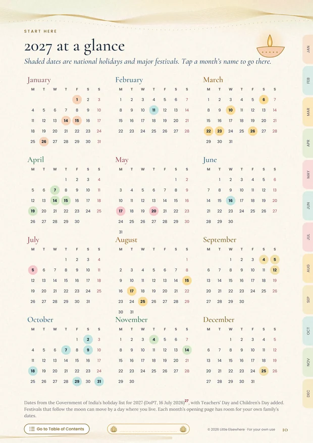 The Believable Year 2027: 2027 at a glance, with India’s holidays