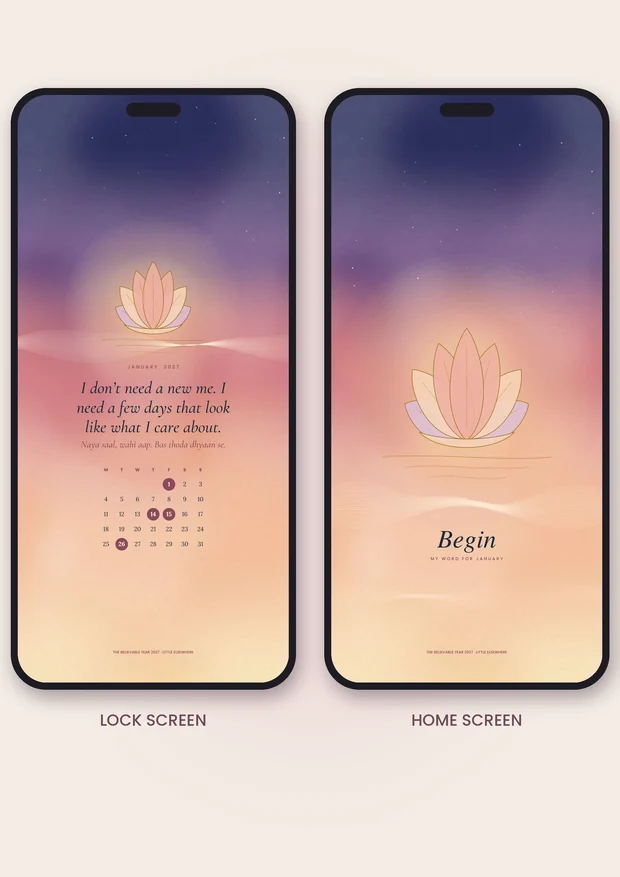 The Believable Year 2027: January’s two wallpapers: lock screen and home screen